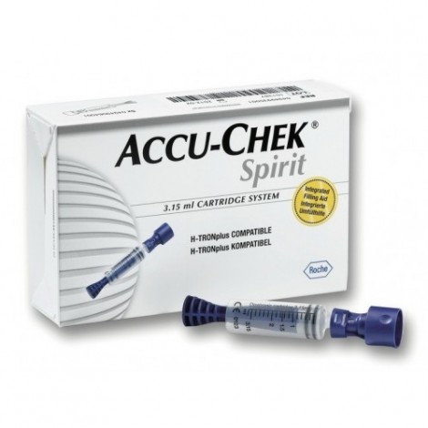 الأنسولين الخزان Accu-Chek Accu-Chek Spirit / روح السرد 3.15 مل أمبولة مع المتكاملة Umfüllhilfe, 25 قطعة T