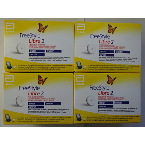 4 Sensors for Freestyle Libre 2 Reader mg/dL or mmol/L