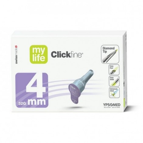 mylife Clickfine 4mm x 32G avec DiamondTip 100 Pièces
