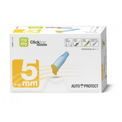 mylife Clickfine Autoprotect 31G 5mm 100 Pièces